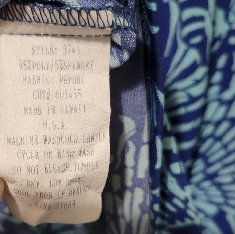 IOLANI Hawaii Blue Patterned Leaf Sleeveless Midi Dress XS - Picture 5 of 5